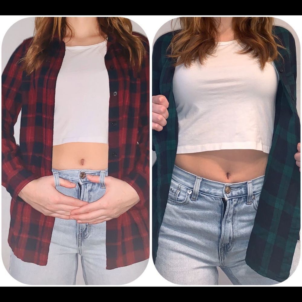 Green & Black Flannel and Dark Red & Black Flannel